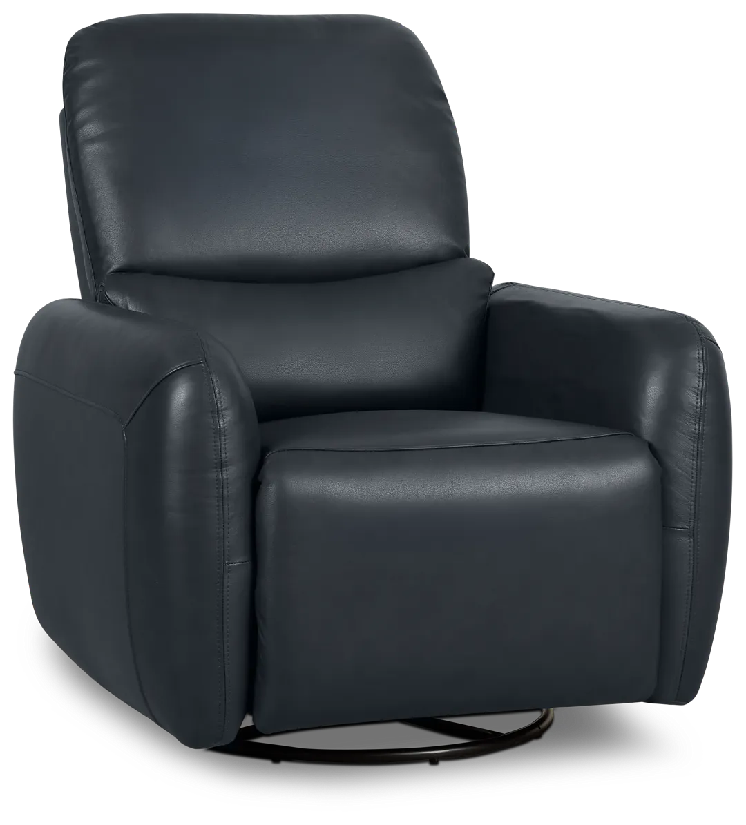 Eve Dark Blue Lthr/vinyl Power Swivel Glider Recliner