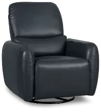 Eve Dark Blue Lthr/vinyl Power Swivel Glider Recliner