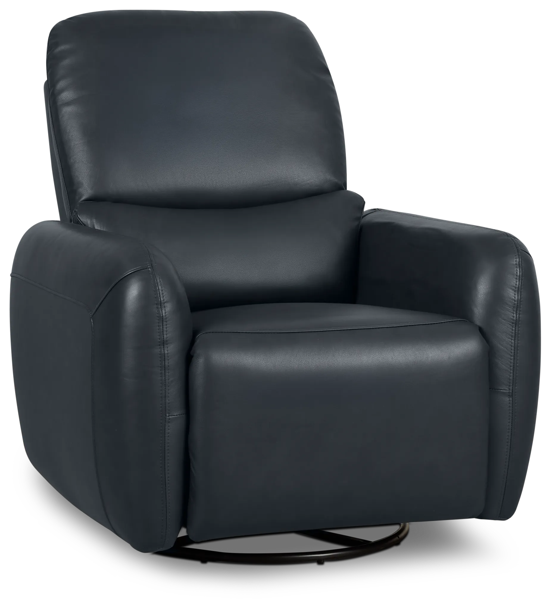 Eve Dark Blue Lthr/vinyl Power Swivel Glider Recliner