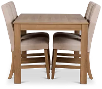 Delray Light Tone Rect Table & 4 Upholstered Chairs