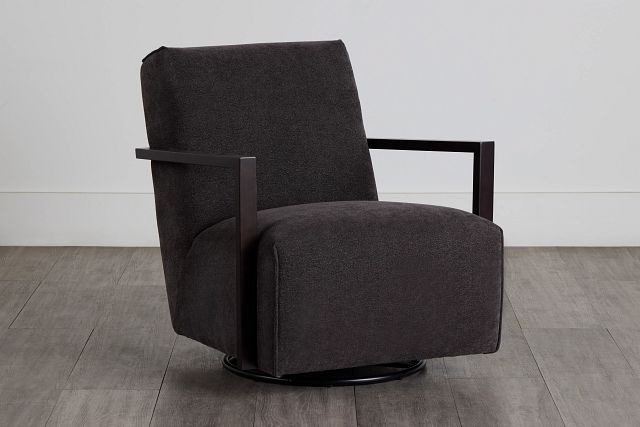Lucas Dark Gray Fabric Swivel Rocker Glider