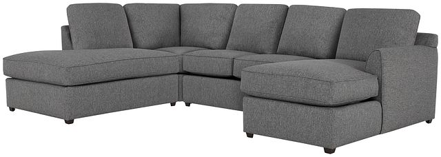 Asheville Gray Fabric Small Left Bumper Sectional