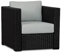 Montecito Black Chair With Light Blue Cushions