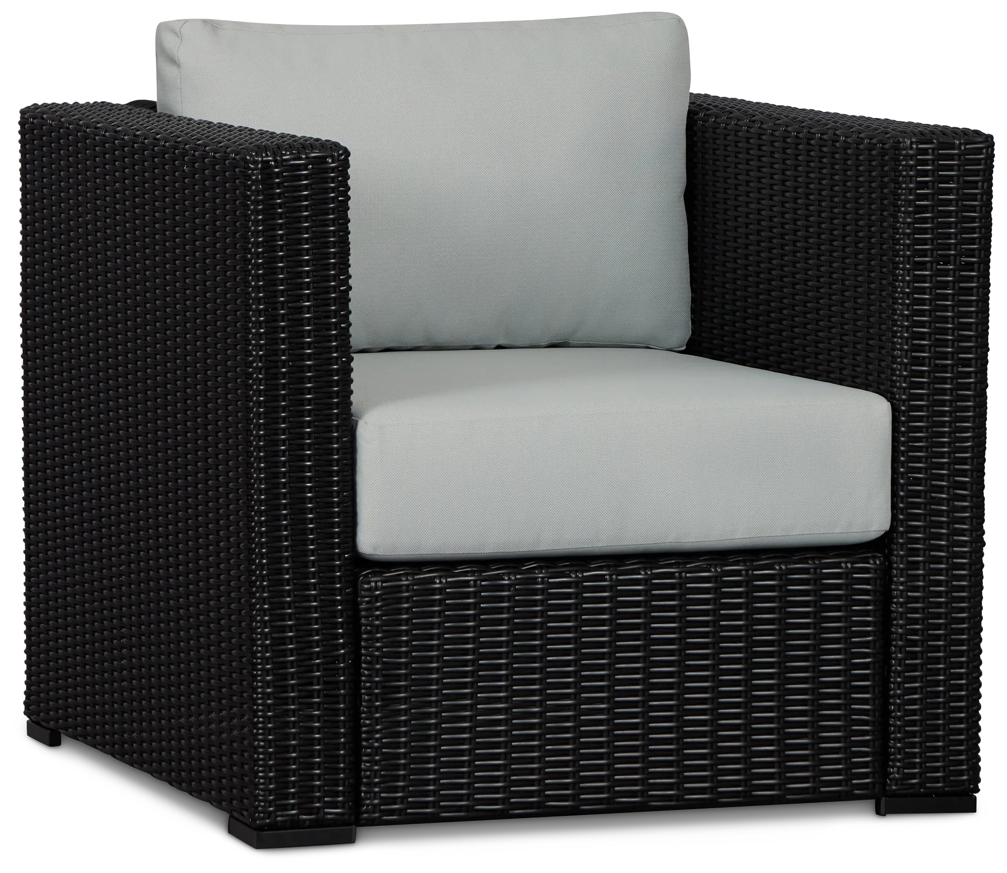 Montecito Black Chair With Light Blue Cushions