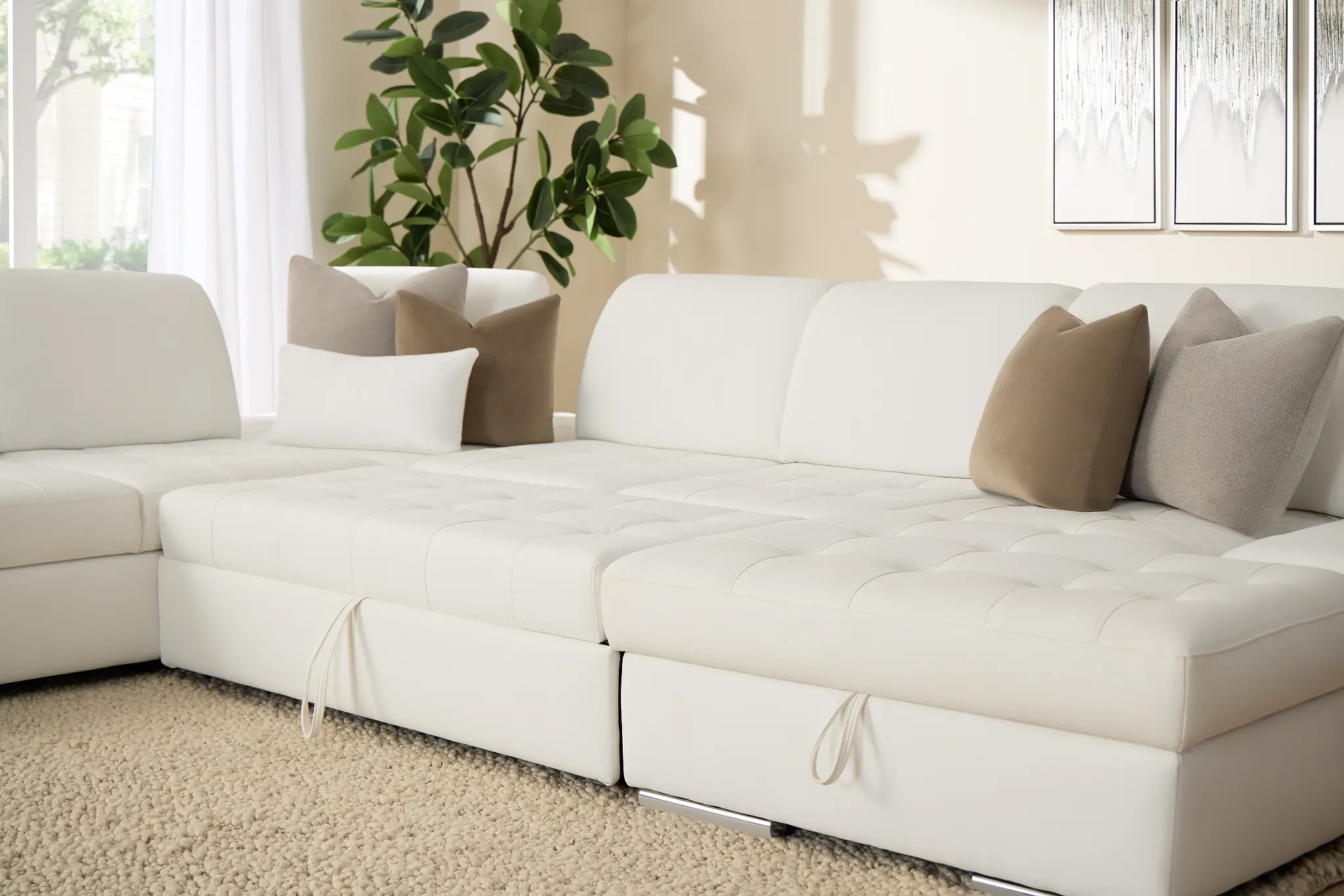 Eden White Micro Medium Right Chaise Sleeper Sectional Eden White Micro Medium Right Chaise Sleeper Sectional