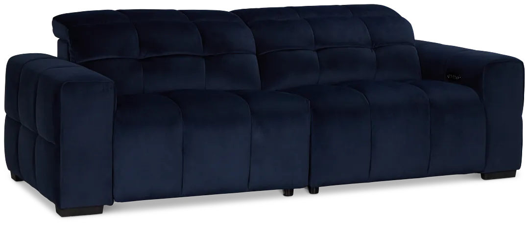 Gemma Navy Velvet Small Left Chaise Power Reclining Sectional