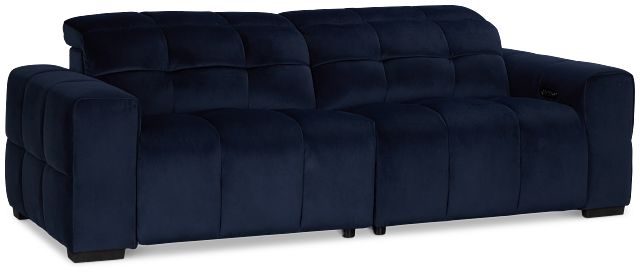 Gemma Navy Velvet Small Left Chaise Power Reclining Sectional