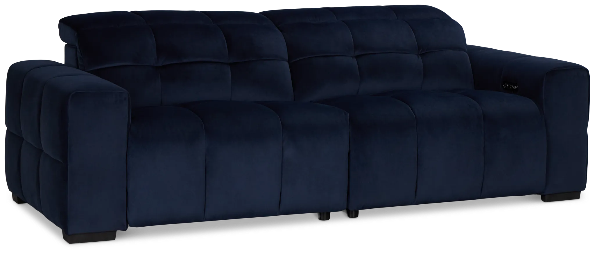 Gemma Navy Velvet Small Left Chaise Power Reclining Sectional