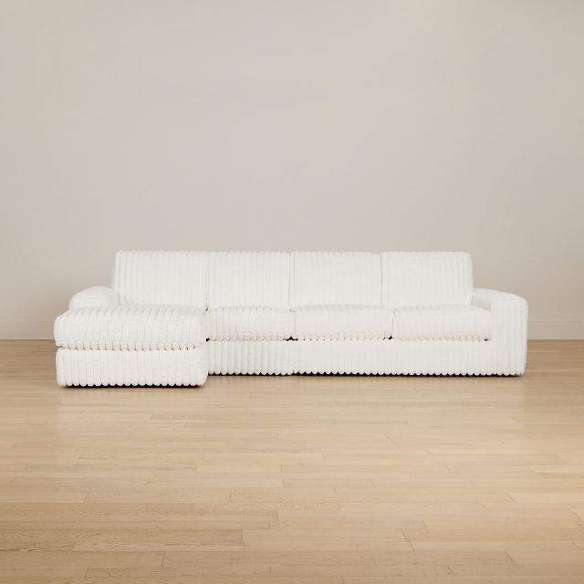 Teddy White Fabric Small Left Chaise Sectional