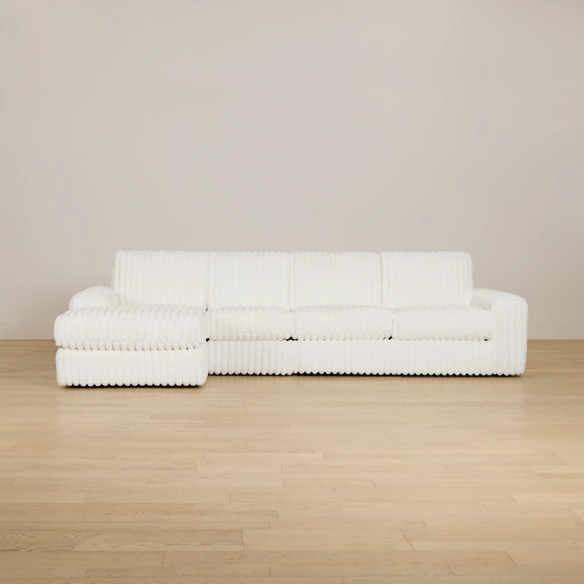 Teddy White Fabric Small Left Chaise Sectional Teddy White Fabric Small Left Chaise Sectional