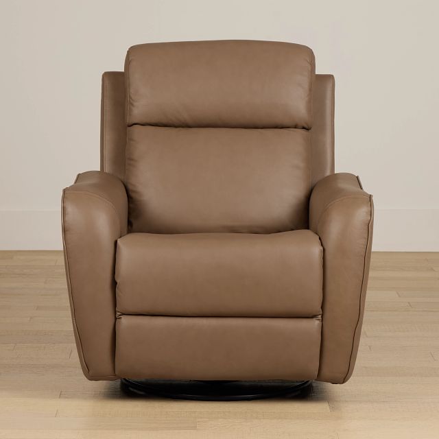 Julian Brown Lthr/vinyl Power Swivel Glider Recliner