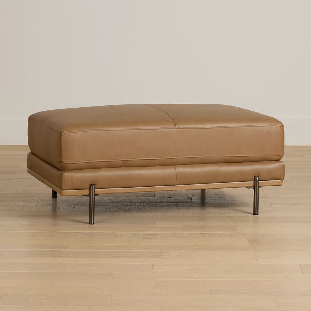 Tessa Light Brown Leather Ottoman