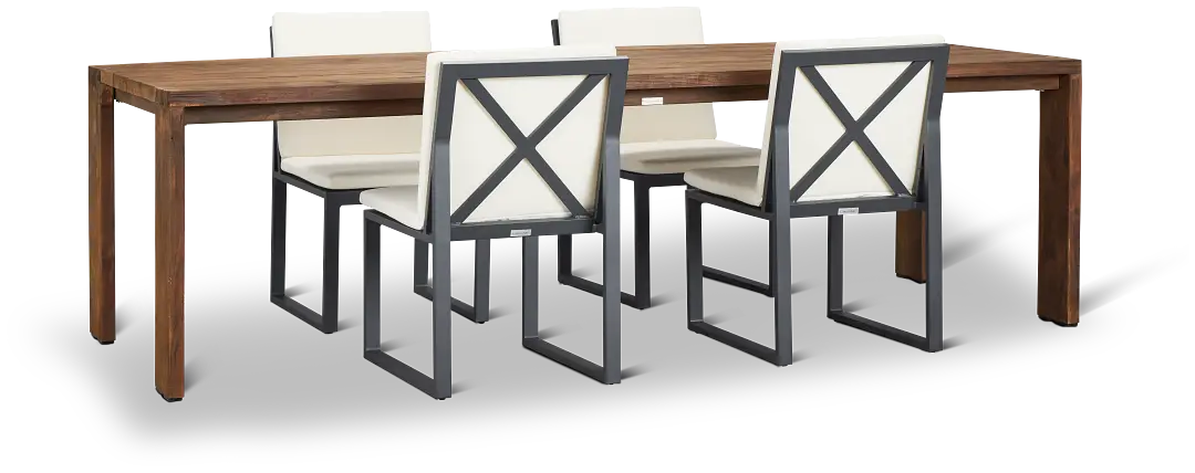 Linear Dark Gray White 102" Aluminum Table & 4 Cushioned Side Chairs Linear Dark Gray White 102" Aluminum Table & 4 Cushioned Side Chairs