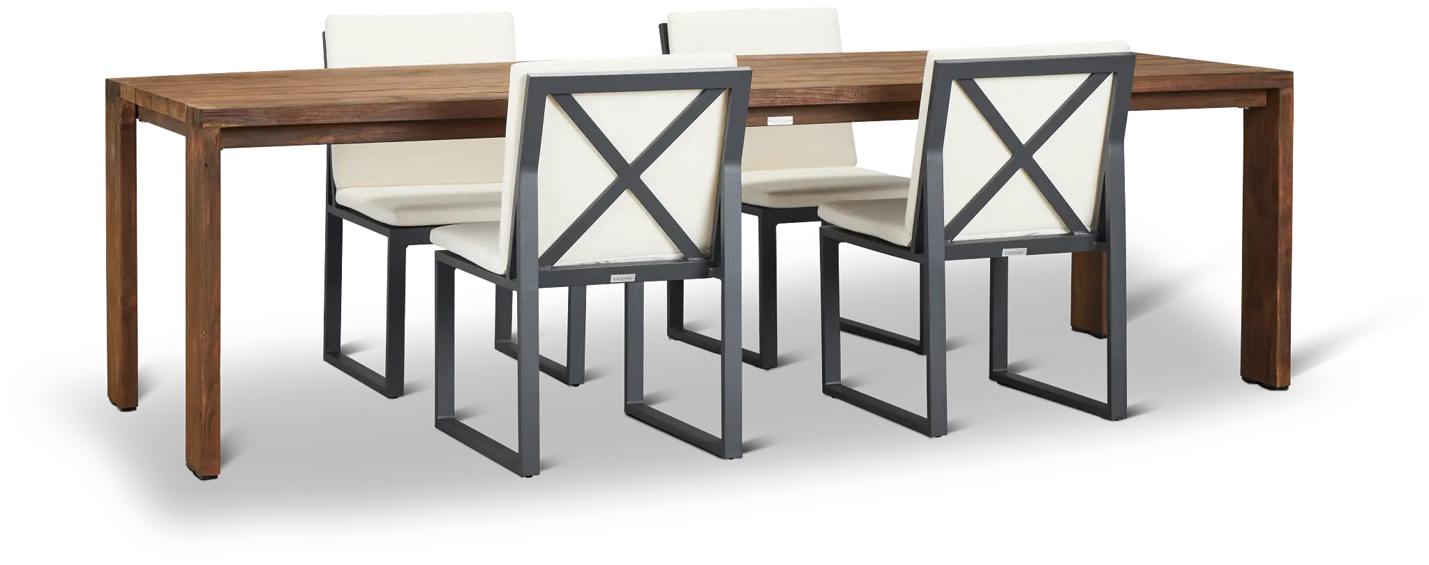 Linear Dark Gray White 102" Aluminum Table & 4 Cushioned Side Chairs Linear Dark Gray White 102" Aluminum Table & 4 Cushioned Side Chairs