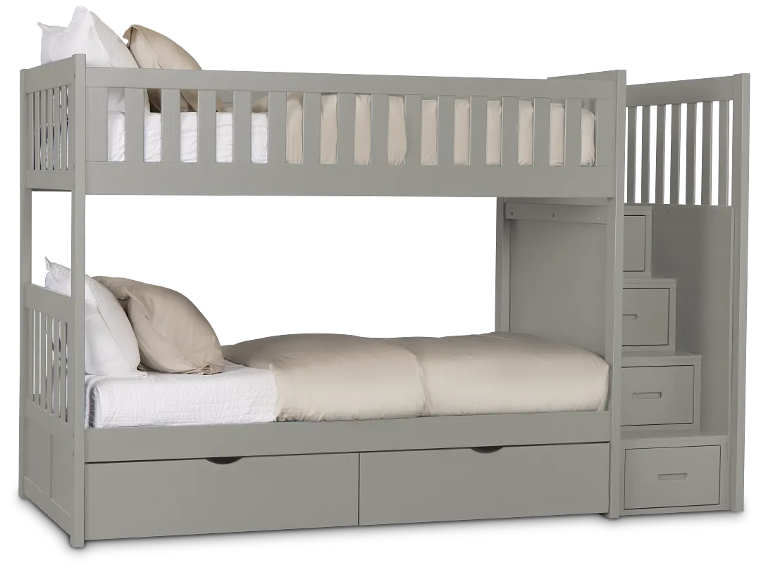 Charleston Gray Step Storage Bunk Bed