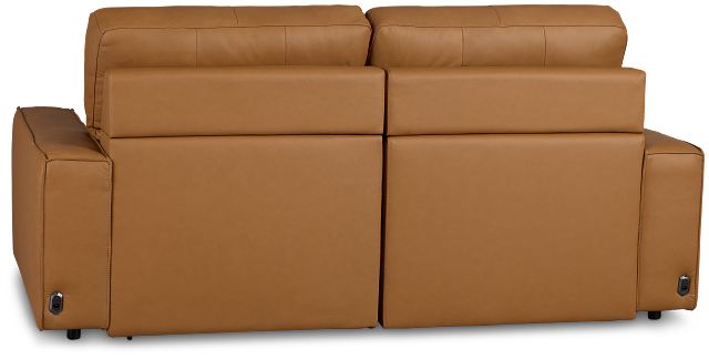 Rudy Brown Lthr/vinyl Power Extension Chaise Sofa