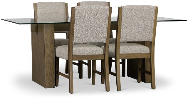 Vance Glass Rectangular Table & 4 Upholstered Chairs