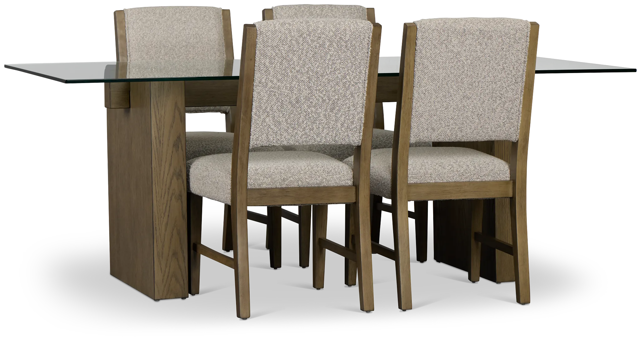 Vance Glass Rectangular Table & 4 Upholstered Chairs