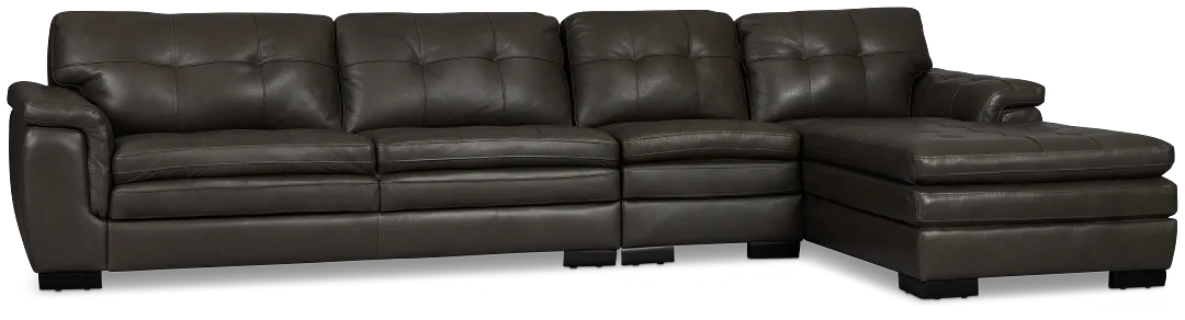 Braden Dark Gray Leather Small Right Chaise Sectional