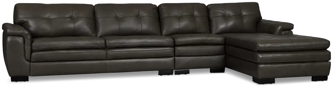 Braden Dark Gray Leather Small Right Chaise Sectional Braden Dark Gray Leather Small Right Chaise Sectional