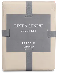 Rest & Renew Percale Cotton Beige 200 Thread Duvet Set
