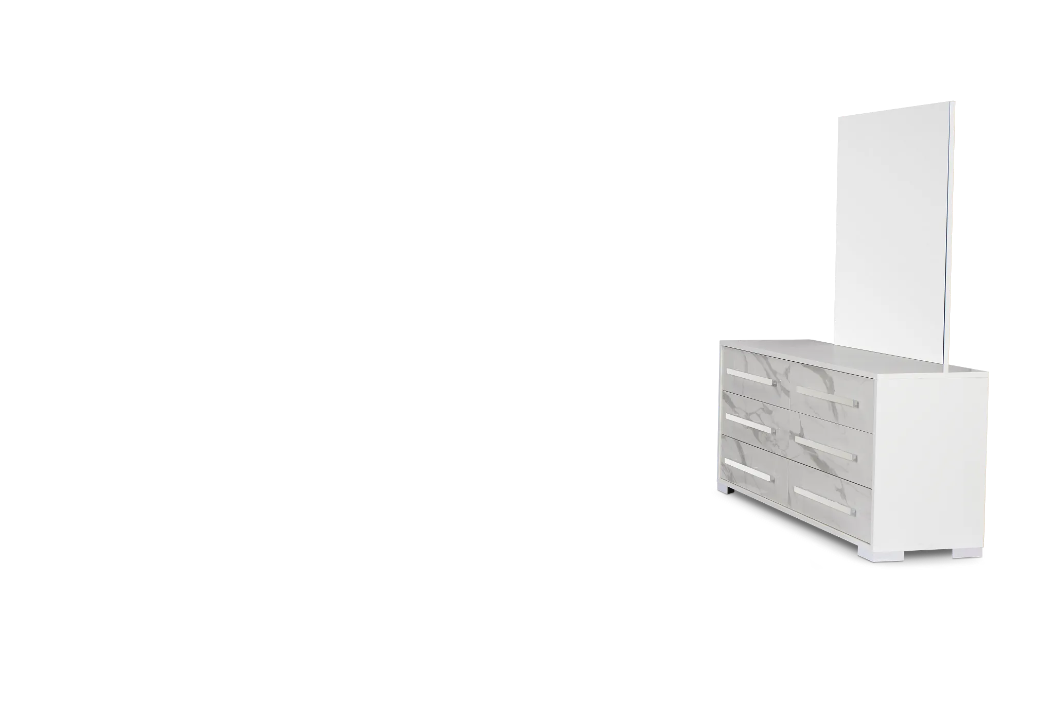 Modena White Dresser & Mirror