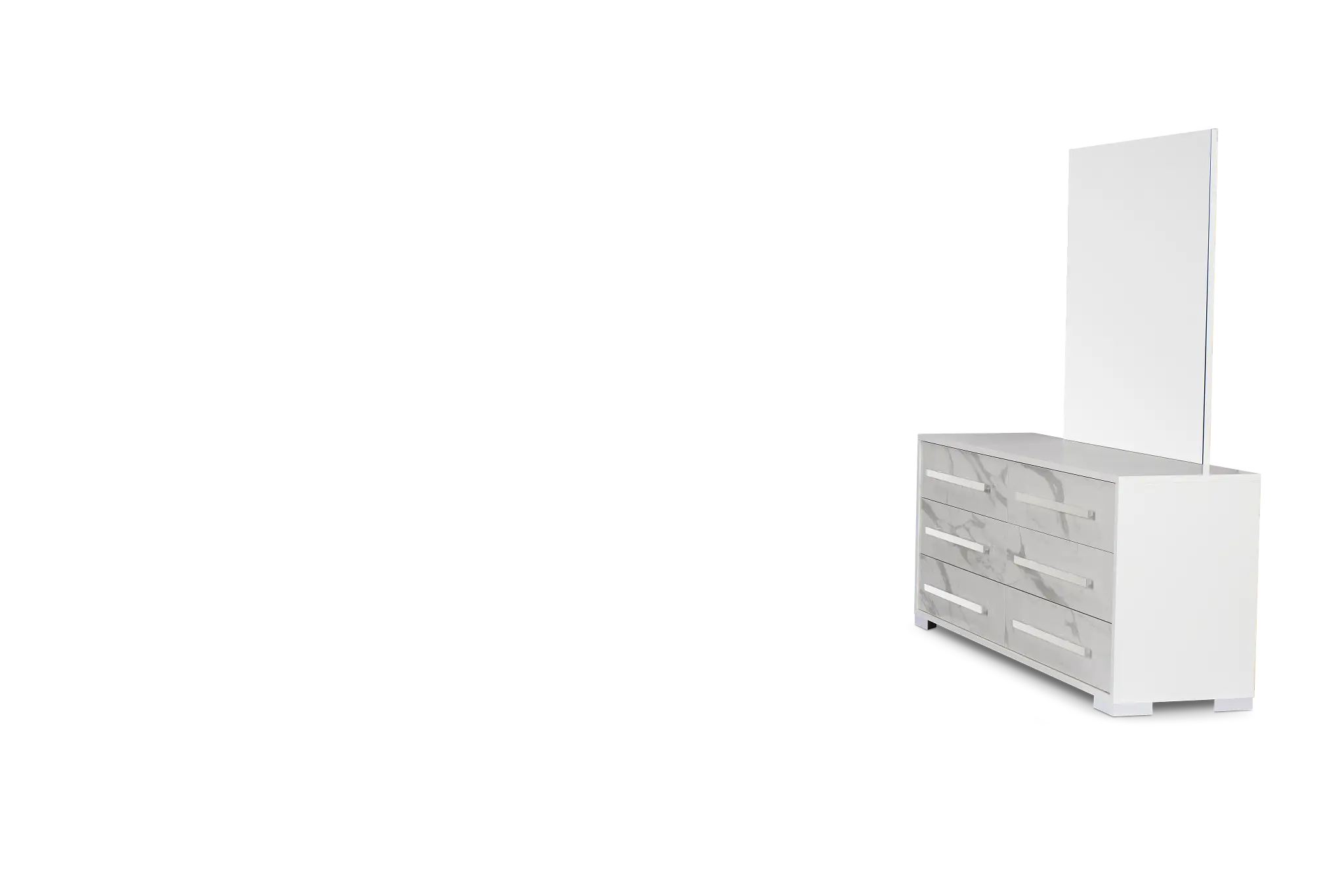 Modena White Dresser & Mirror Modena White Dresser & Mirror
