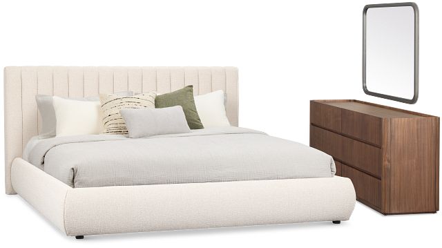 Nomad Light Beige Uph Platform Bedroom With Mid-tone Cases