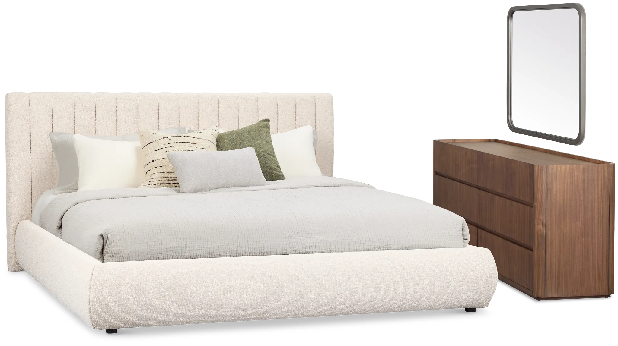 Nomad Light Beige Uph Platform Bedroom With Mid-tone Cases