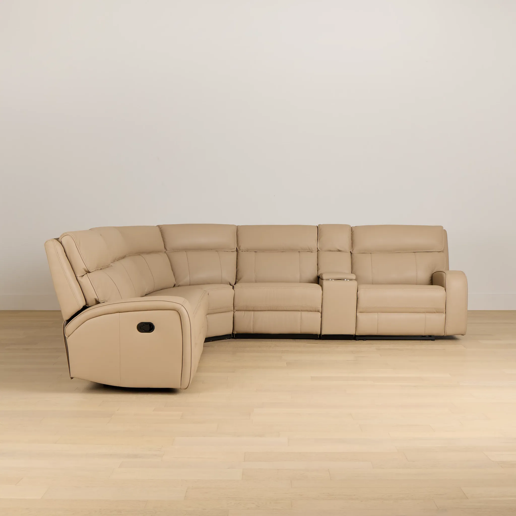 Rhett Taupe Micro Small Two-arm Manually Reclining Sectional
