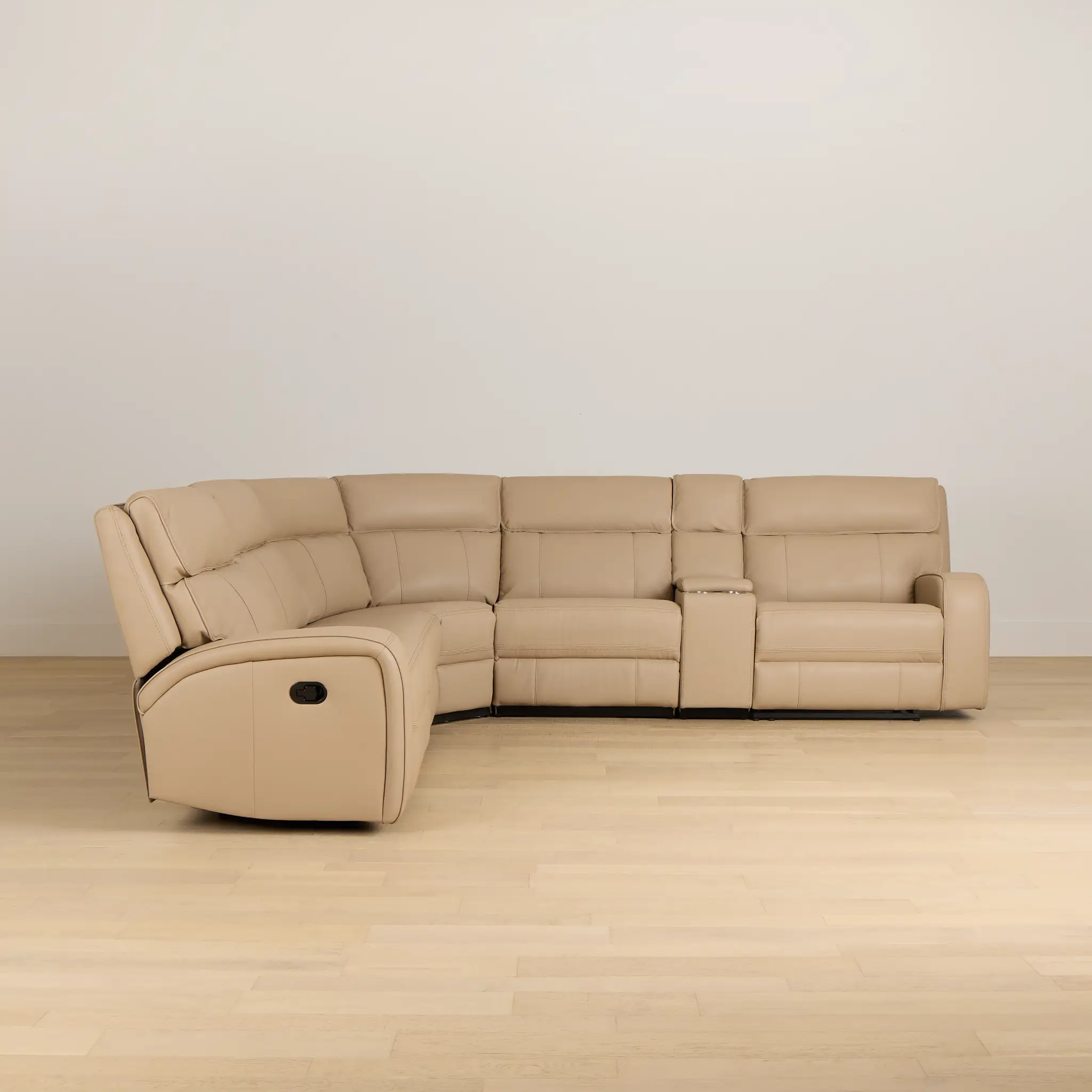 Rhett Taupe Micro Small Two-arm Manually Reclining Sectional Rhett Taupe Micro Small Two-arm Manually Reclining Sectional