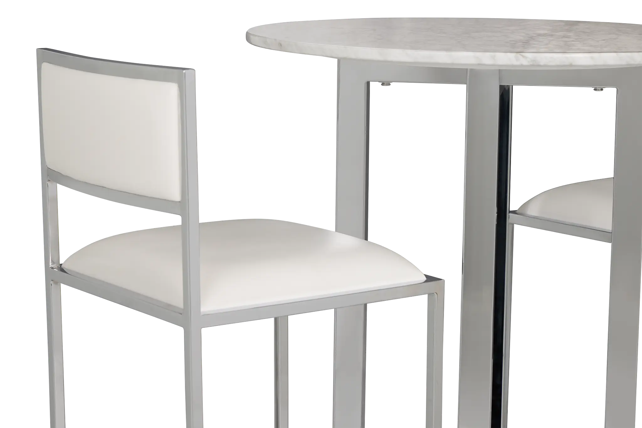 Amalfi White Marble Pub Table & 2 Metal Barstools Amalfi White Marble Pub Table & 2 Metal Barstools