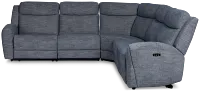 Walker Blue Fabric Small Two-arm Power Reclining Sectional