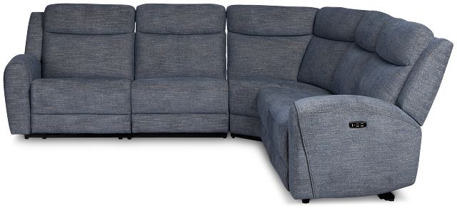 Walker Blue Fabric Small Two-arm Power Reclining Sectional