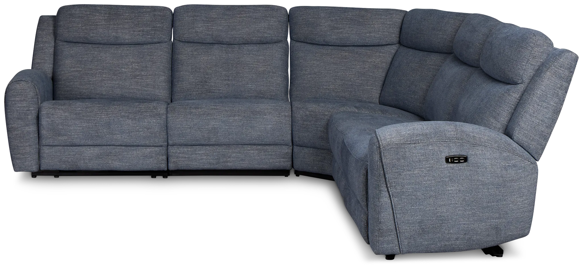Walker Blue Fabric Small Two-arm Power Reclining Sectional