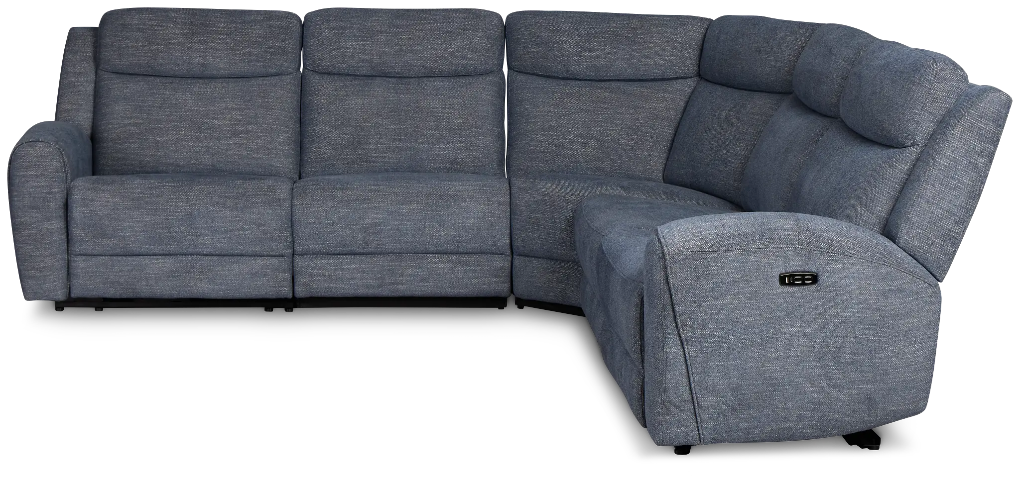 Walker Blue Fabric Small Two-arm Power Reclining Sectional Walker Blue Fabric Small Two-arm Power Reclining Sectional