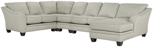 Avery Light Green Fabric Large Right Chaise Sectional