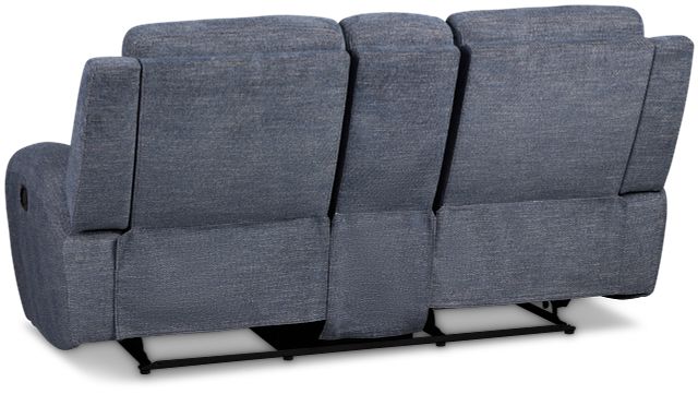 Walker Blue Fabric Power Reclining Console Loveseat W/ Power Headrest