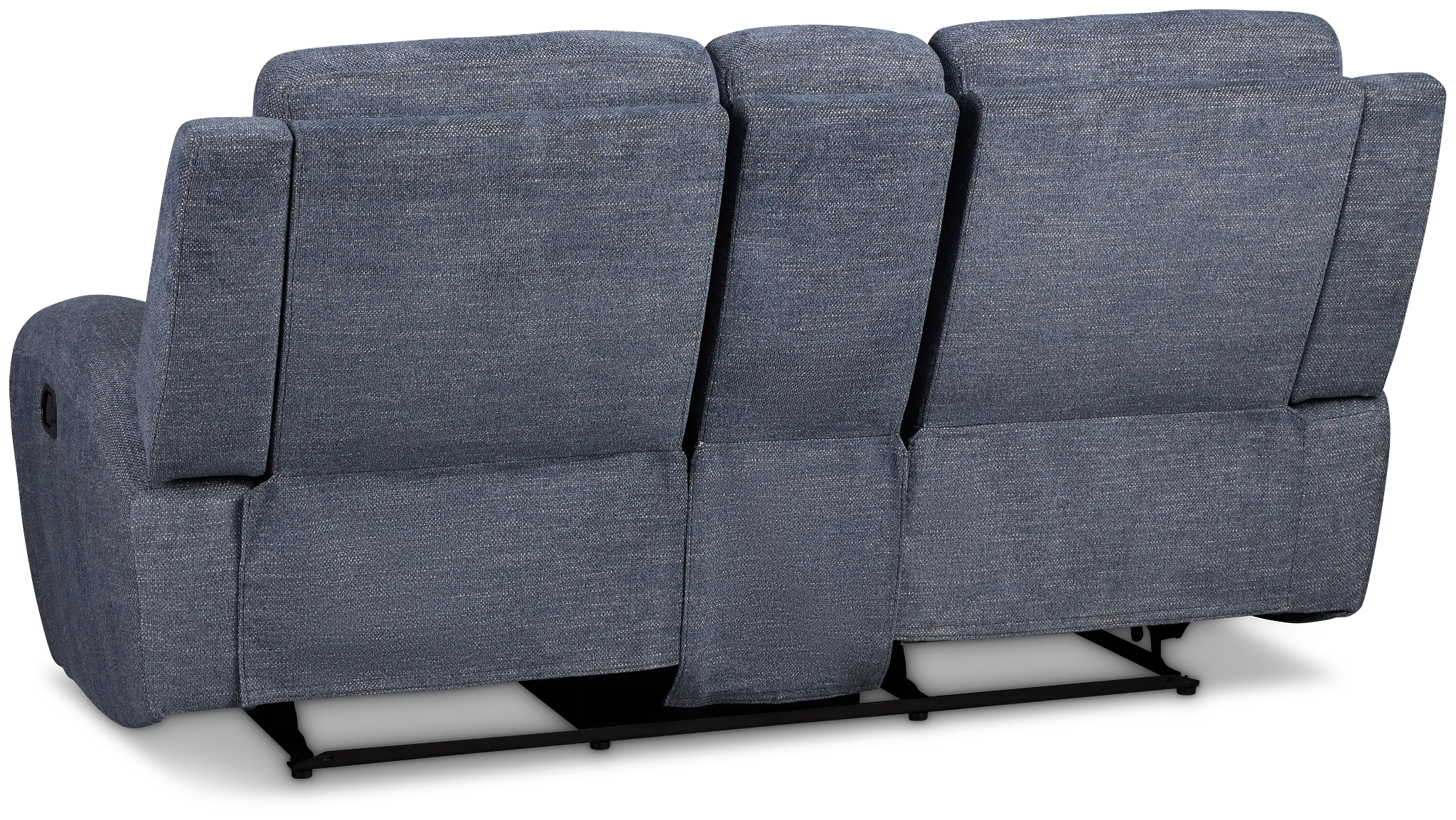 Walker Blue Fabric Power Reclining Console Loveseat W/ Power Headrest