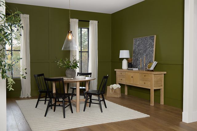 Taylor Light Tone Round Table & 4 Wood Chairs