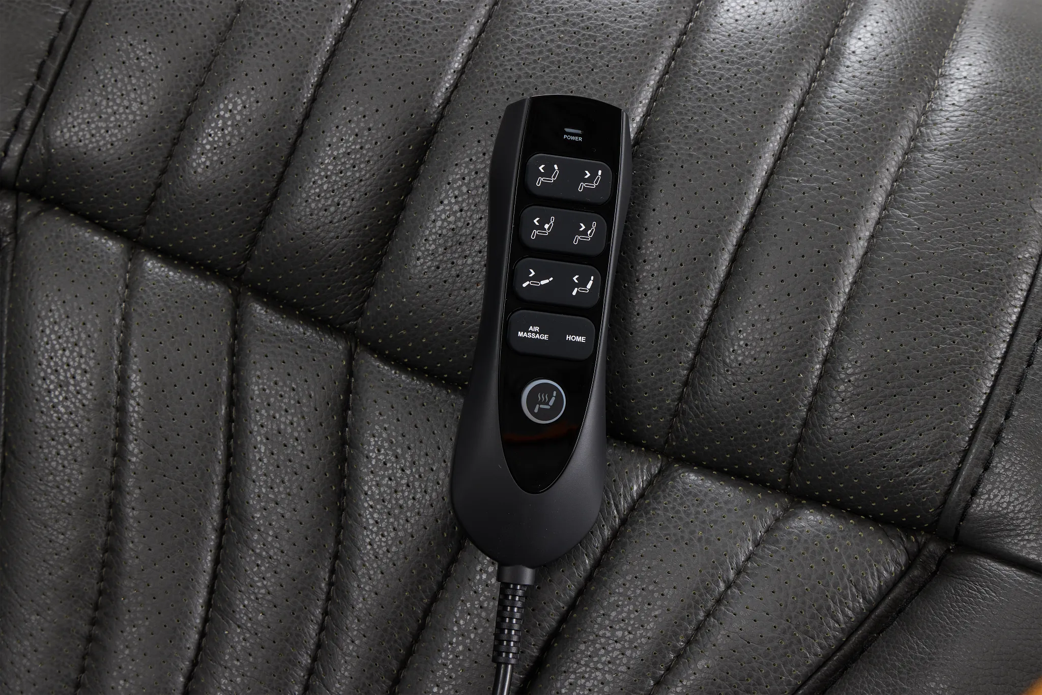 Nova Dark Gray Lthr/vinyl Medium 2-arm Quadruple Power Massage Sectional