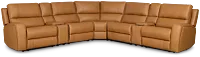 Summit Light Brown Lthr/vinyl Large Triple Power Reclining Two-arm Sectional