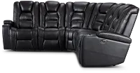 Troy Black Micro Small Dual Power Reclining Two-arm Sectional
