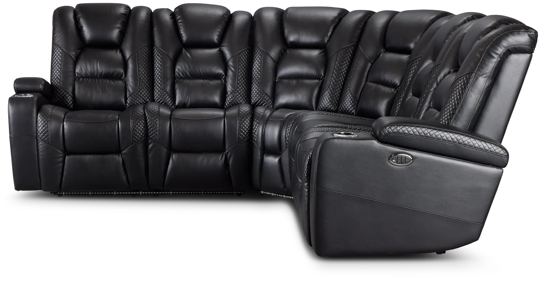 Troy Black Micro Small Dual Power Reclining Two-arm Sectional Troy Black Micro Small Dual Power Reclining Two-arm Sectional