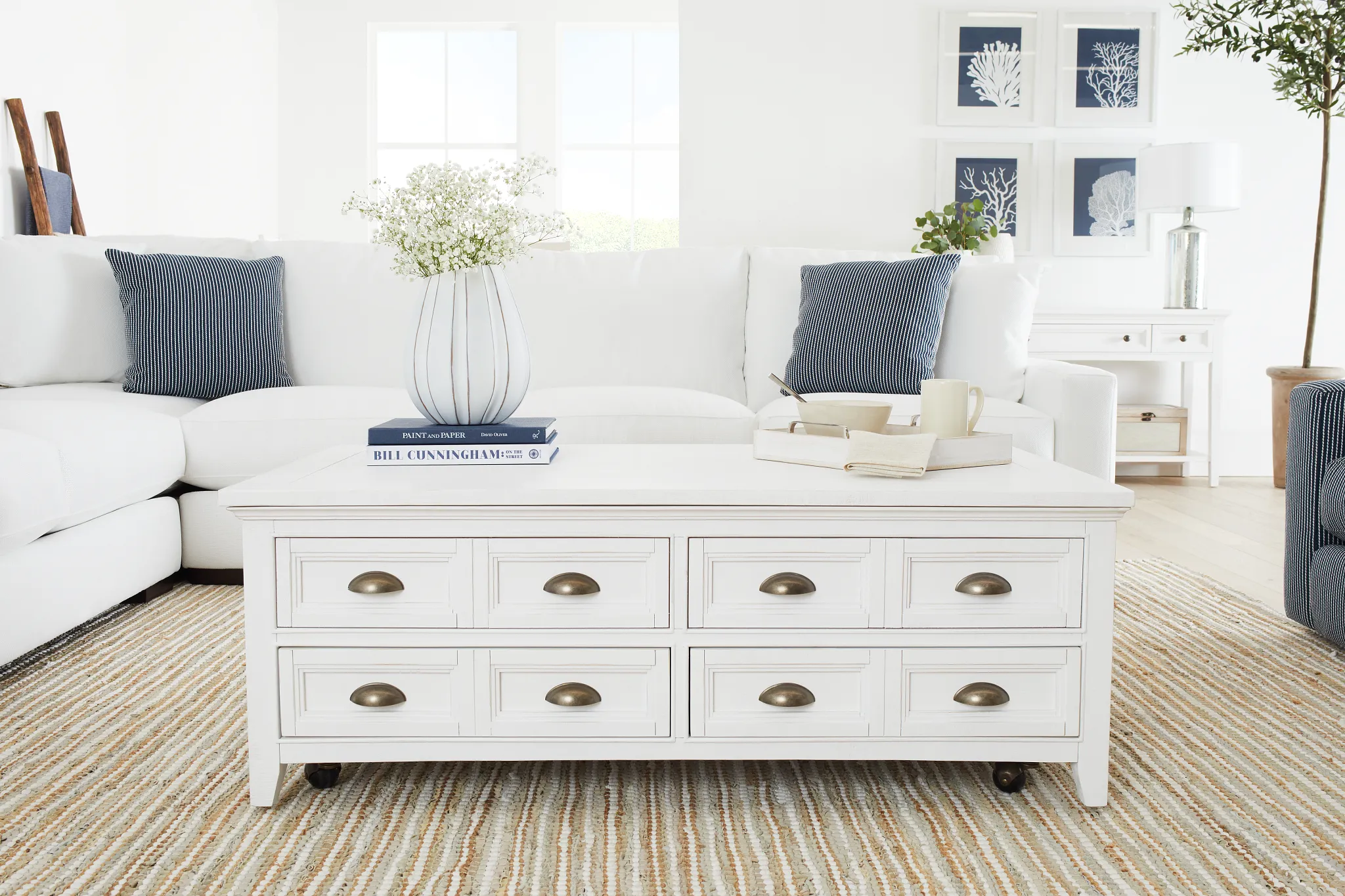 Edgewater Suave White Medium Two-arm Sectional