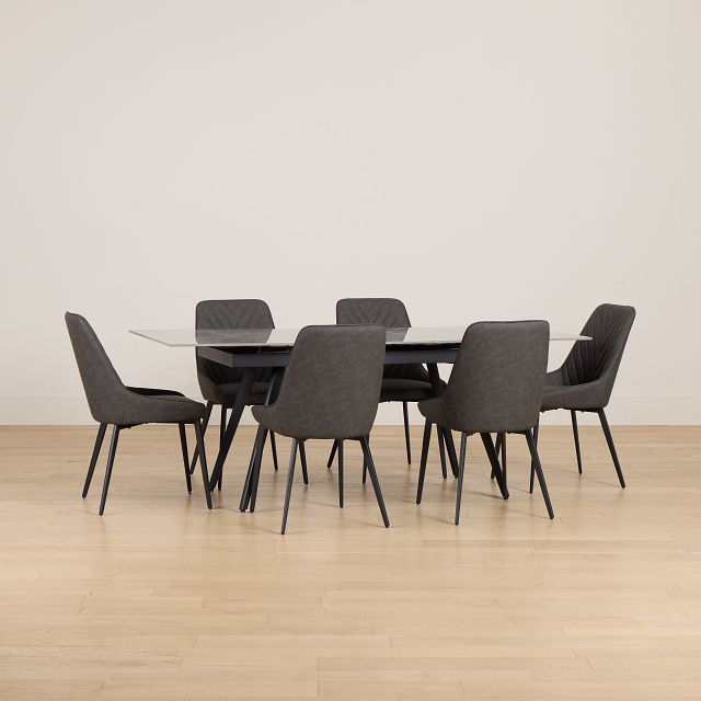 Maricopa Gray Extension Table With 6 Upholstered Side Chairs