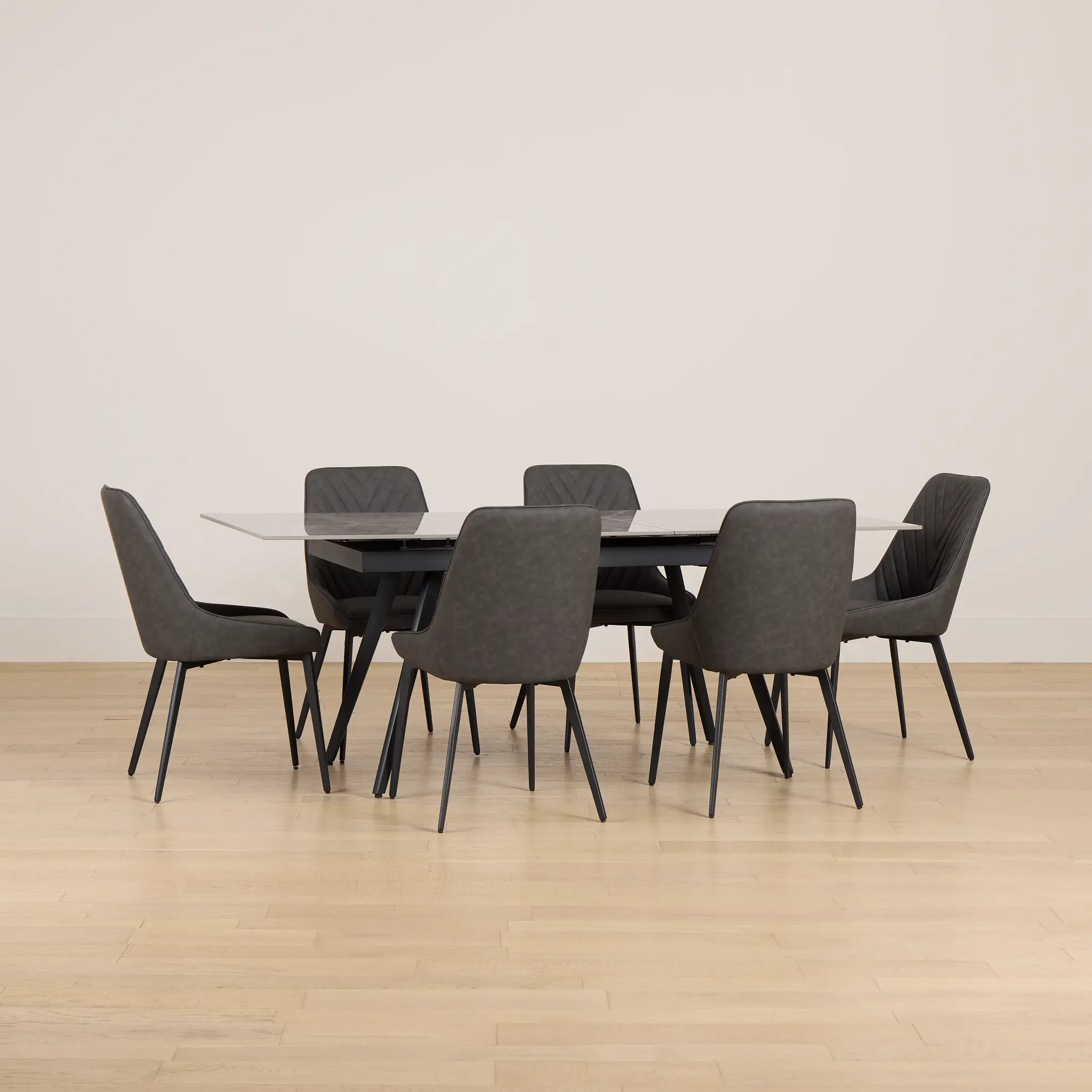 Maricopa Gray Extension Table With 6 Upholstered Side Chairs Maricopa Gray Extension Table With 6 Upholstered Side Chairs