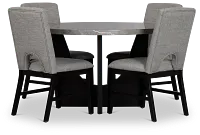 Oxford Two-tone Round Table & 4 Upholstered Chairs