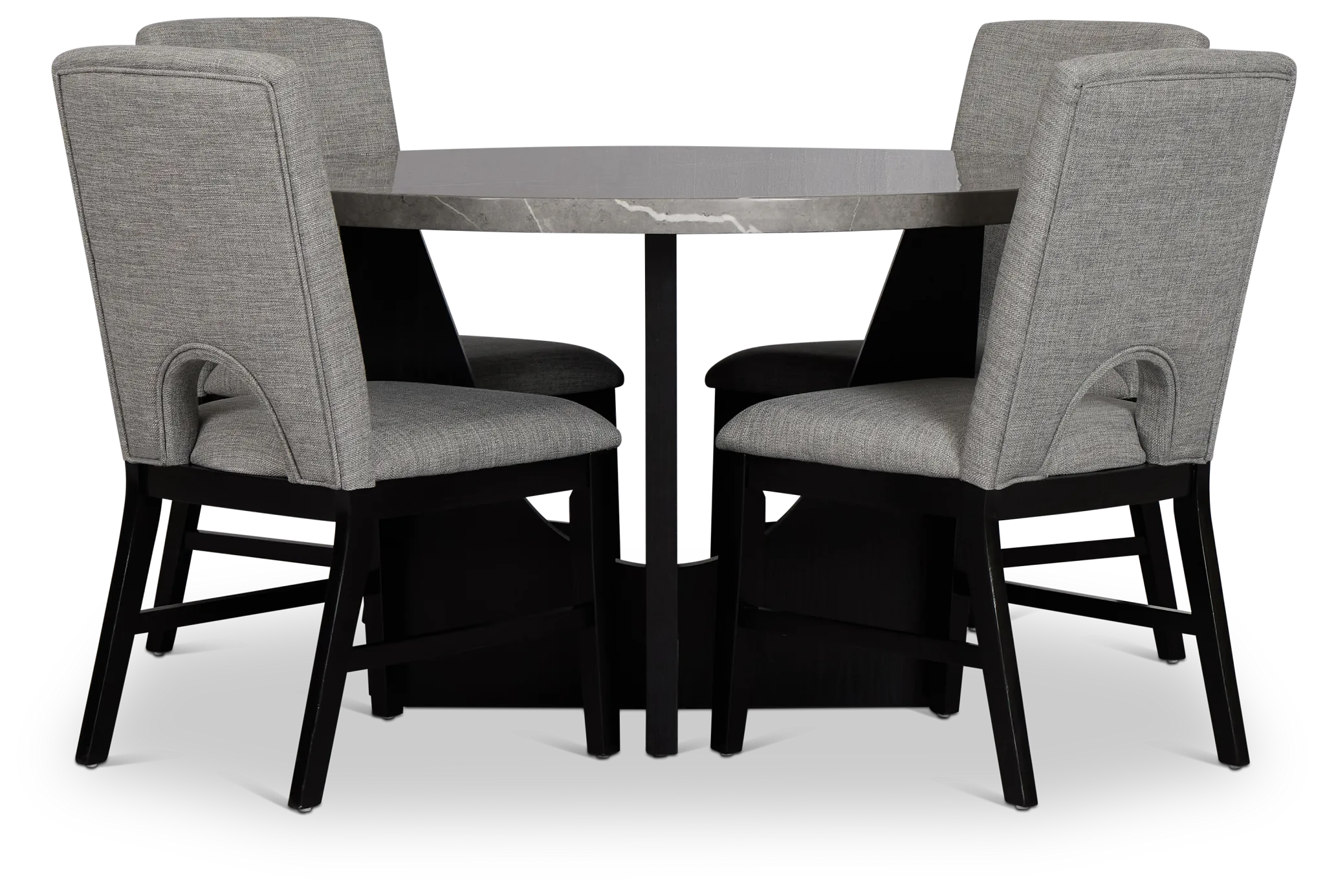 Oxford Two-tone Round Table & 4 Upholstered Chairs