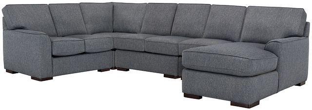 Austin Blue Fabric Large Right Chaise Sectional